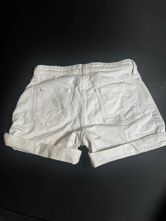 Mossimo White Denim Shorts Size 4 High Rise Button Fly Stretch Jean Shorts - Picture 2 of 5